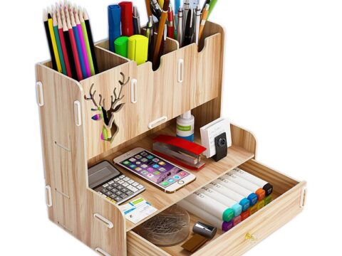 Laser Cut Desktop Organizer Multifunctional Pen Holder Desktop Stationary Storage Rack For Home Office Free Vector