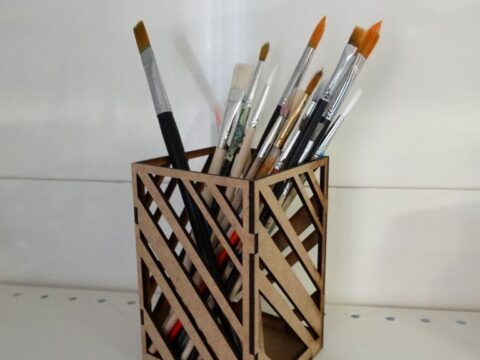 Laser Cut Modern Pencil Holder For Office Table 3mm DXF File