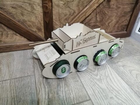 Laser Cut 3D Tank Shape Model Drink Holder Laser Cut 3D Tank Shape Model Drink Holder