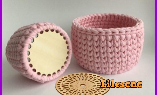 Laser Cut Crochet Basket Wooden Base Plate