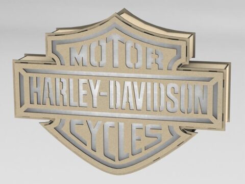 Laser Cut Harley Davidson Logo Lamp