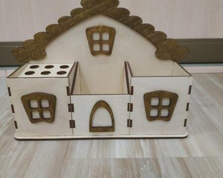Laser Cut House Shaped Desk Organizer Laser Cut House Shaped Desk Organizer