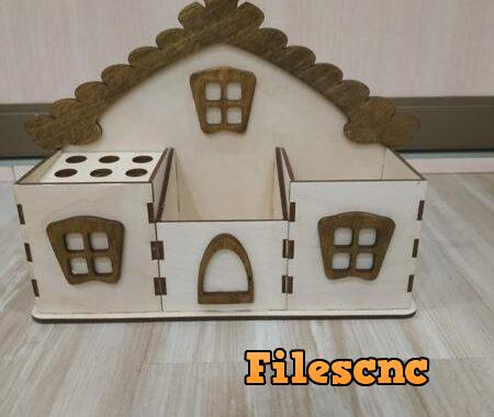 Laser Cut House Shaped Desk Organizer