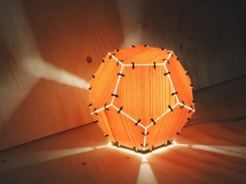 Laser Cut Dodecahedron Wood Veneer Lamp SVG File Laser Cut Dodecahedron Wood Veneer Lamp SVG File