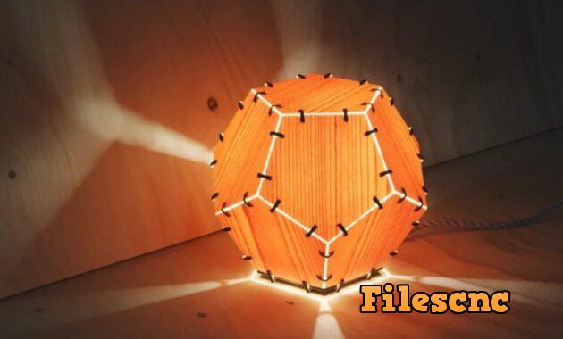 Laser Cut Dodecahedron Wood Veneer Lamp SVG File