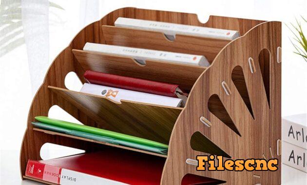 Laser Cut Office Desktop Stationery Rack Letter Magazine File Folder Holder Document Organizer Free Vector