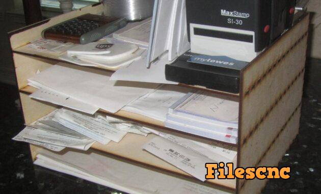 Laser Cut Office Paper Organizer Free Vector