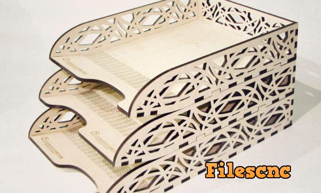 Laser Cut Stackable Office Letter Organizer Desk Tray Free Vector