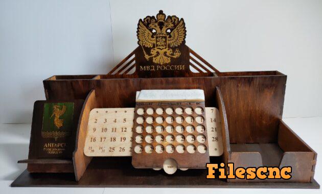 Laser Cut Wooden Desktop Organizer Office Supplies Storage Free Vector