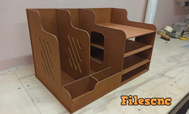 Laser Cut Wooden Office Organizer Paper File Holder Free Vector