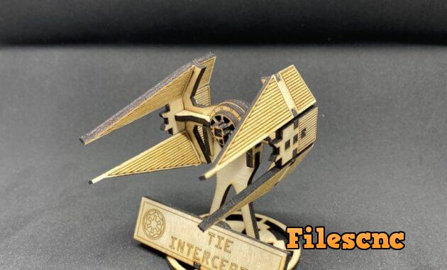 Laser Cut TIE Interceptor Model Free Vector
