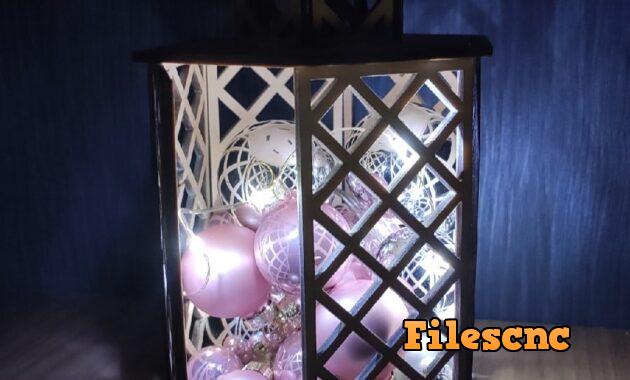 Laser Cut Wooden Christmas Lantern Free Vector