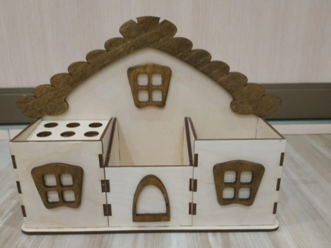 Laser Cut House Shaped Desk Organizer: Organize Your Workspace in Style