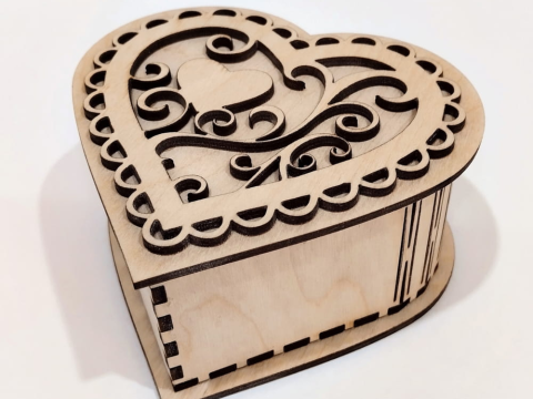 Laser Cut Wooden Heart Box With Lid Free Vector
